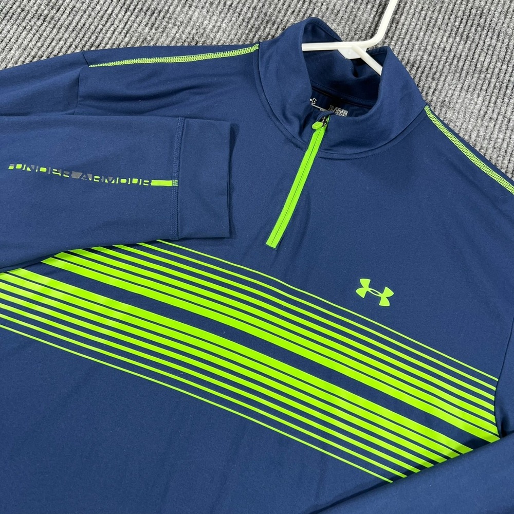 Under Armour Cold Gear Pullover Shirt Mens XL Extra Large Blue Long Sleeve 1/4